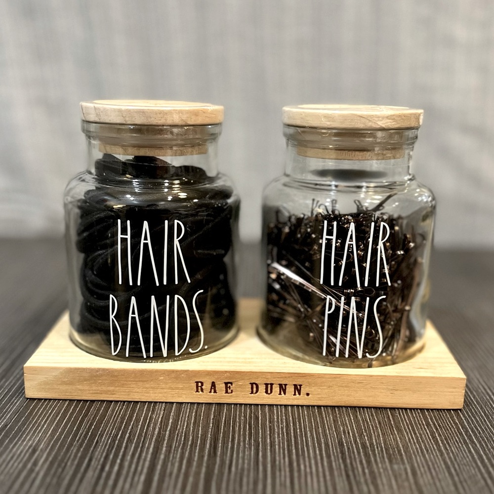 Rae Dunn “HAIR BANDS” and “HAIR PINS” Jars